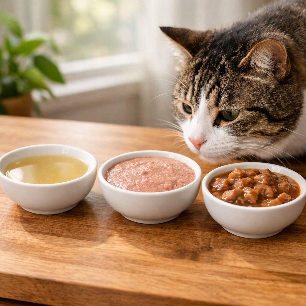 Comparing High-Moisture Wet Cat Foods: Broth, Pâté, And Gravy